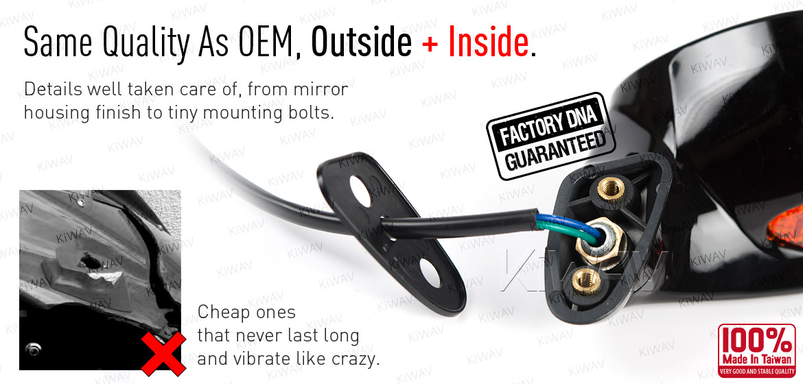 KiWAV OEM quality replacement mirror FA-46 for MV Agusta F4 1000R black with turn signal