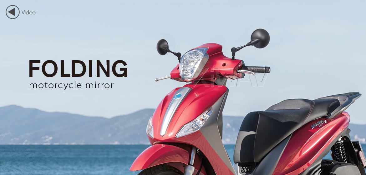 KiWAV folding rear view mirror for most M8 standard mirror thread motorcycles a piece