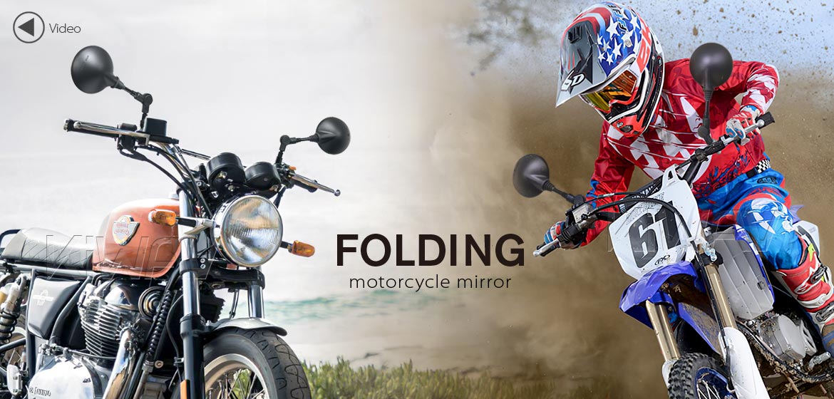 KiWAV folding rear view mirror for most M10 standard mirror thread motorcycles a piece