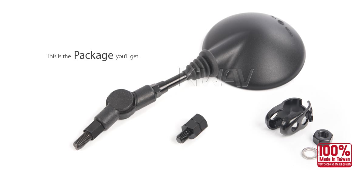 KiWAV folding rear view mirror for most M10 reverse mirror thread motorcycles a piece