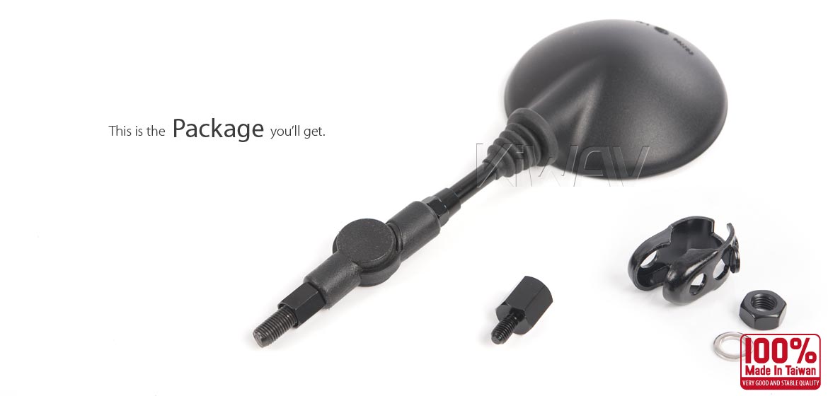 KiWAV folding rear view mirror for most M8 standard mirror thread motorcycles a piece