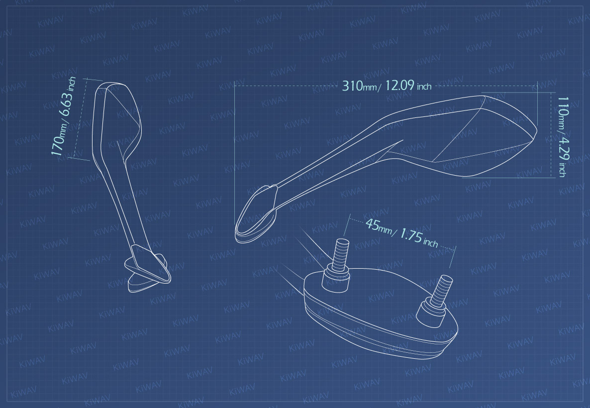 KiWAV measurement graph of OEM quality replacement mirror FA-936 for Triumph DAYTONA