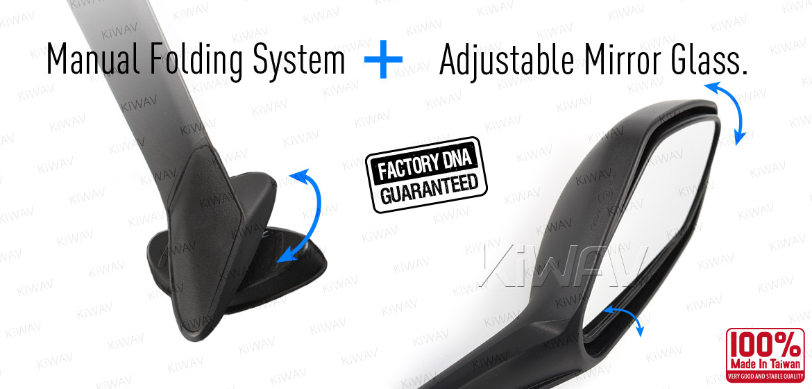 KiWAV OEM quality replacement mirror FA-936 for Triumph DAYTONA black