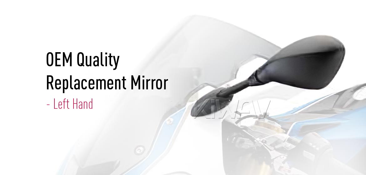 KiWAV OEM replacement mirror left hand LH compatible for BMW HP4 11~14 S1000RR 08~18
