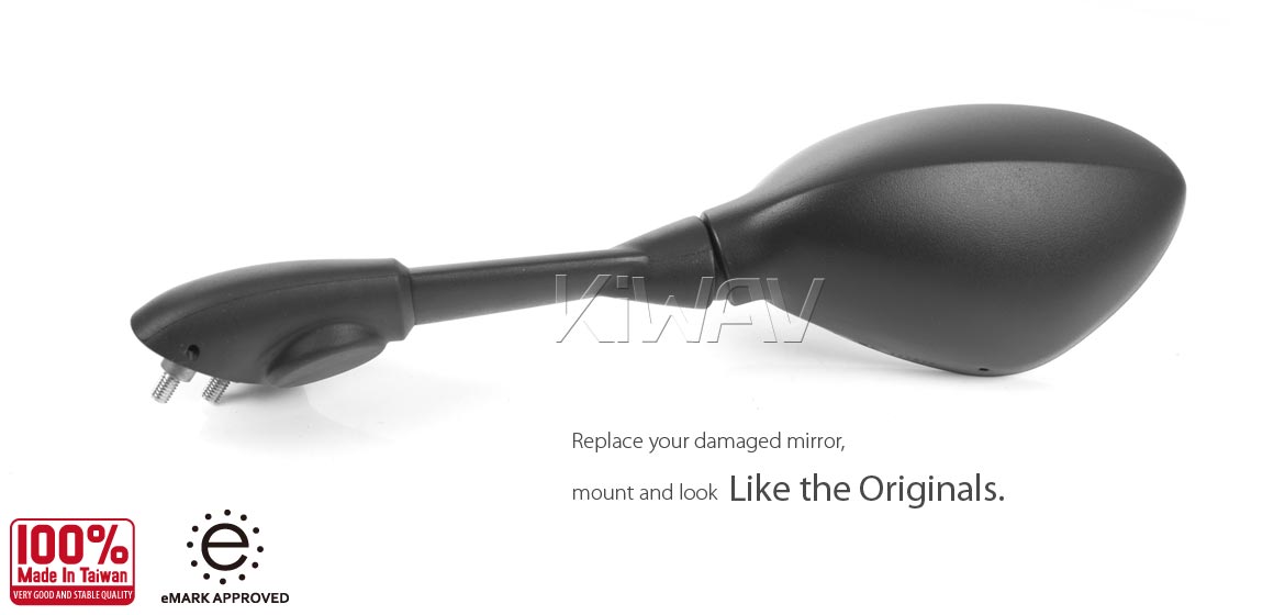 KiWAV OEM replacement mirror left hand LH compatible for BMW HP4 11~14 S1000RR 08~18