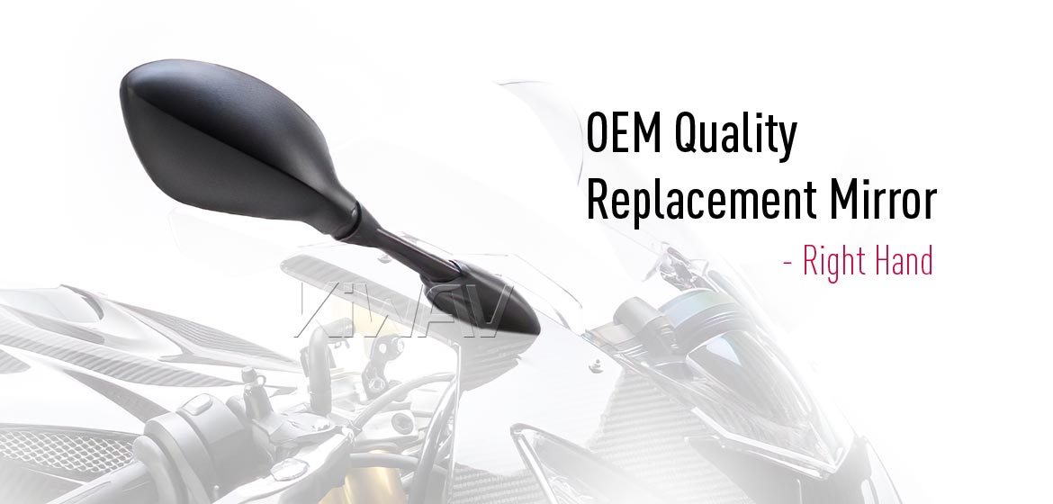 KiWAV OEM replacement mirror right hand RH compatible for BMW HP4 11~14 S1000RR 08~18