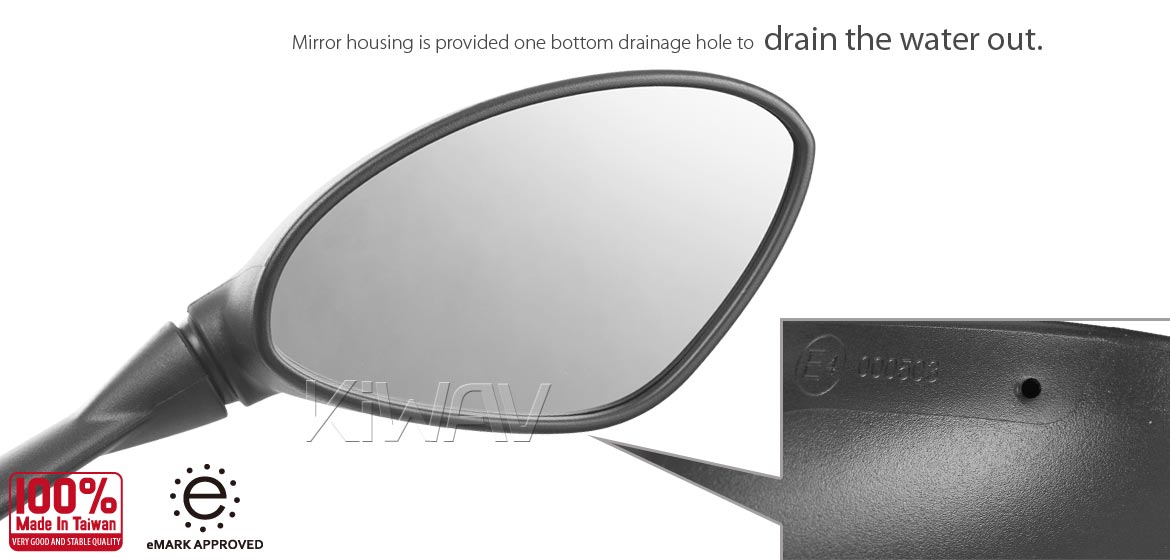 KiWAV OEM replacement mirror right hand RH compatible for BMW HP4 11~14 S1000RR 08~18