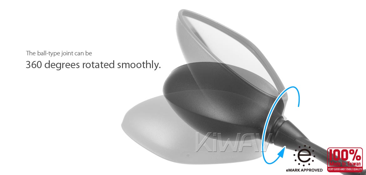 KiWAV OEM replacement mirror right hand RH compatible for BMW HP4 11~14 S1000RR 08~18