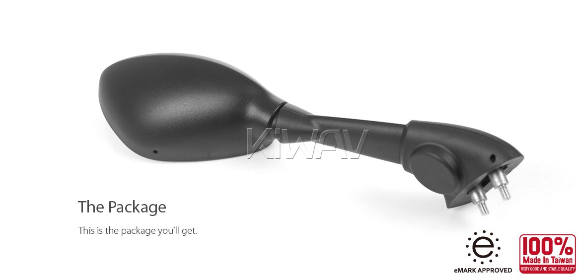 KiWAV OEM replacement mirror right hand RH compatible for BMW HP4 11~14 S1000RR 08~18