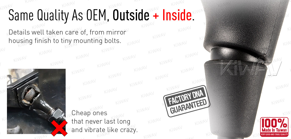 KiWAV OEM quality replacement mirror FB-277-5 for BMW R1200GS black