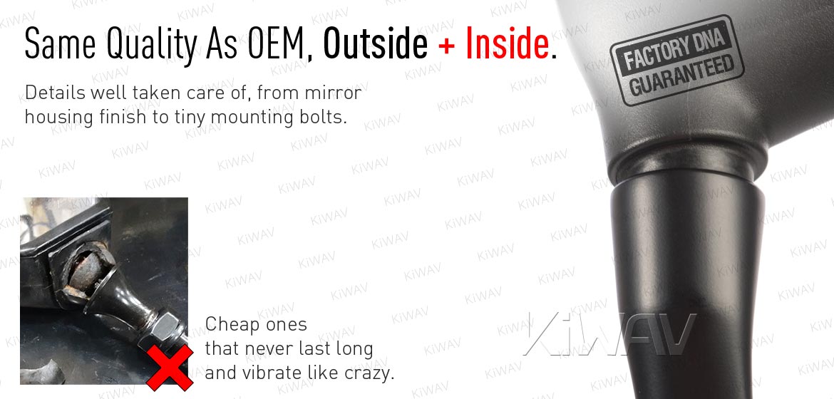 KiWAV OEM replacement mirrors FB324 for BMW R 1200 RS (14'-) both hand