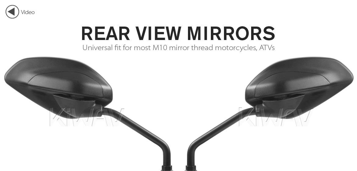 KiWAV rear view mirror universal fit for most M10 mirror thread motorcycles, ATVs, a pair