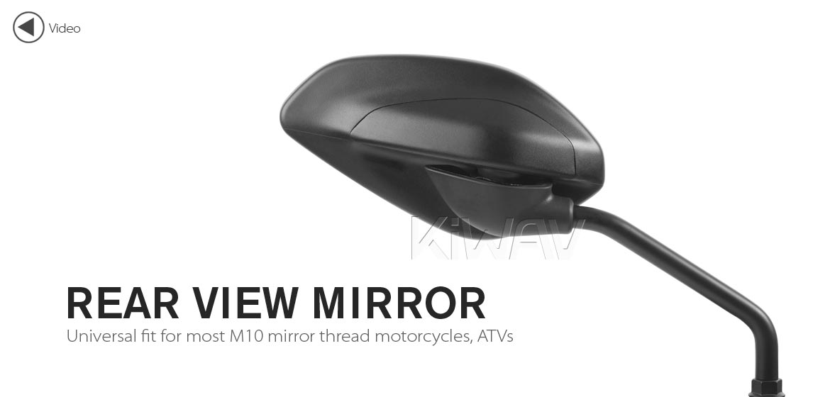 KiWAV rear view mirror universal fit for most M10 mirror thread motorcycles, ATVs, a right-hand a piece