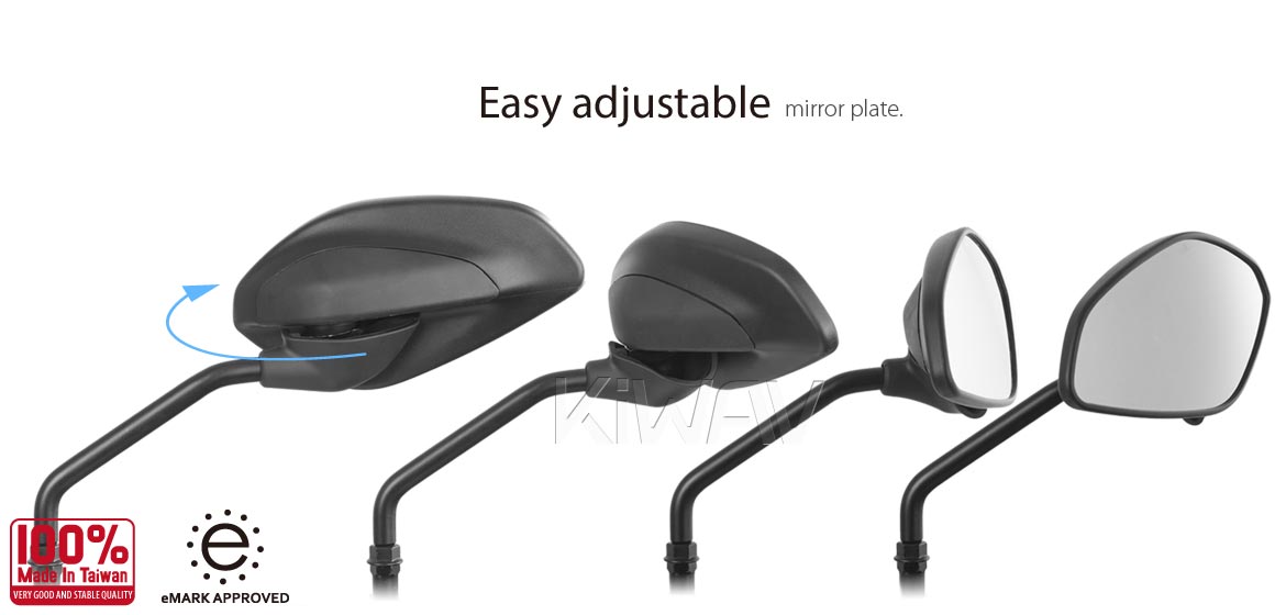 KiWAV rear view mirror universal fit for most M10 mirror thread motorcycles, ATVs, a left-hand a piece