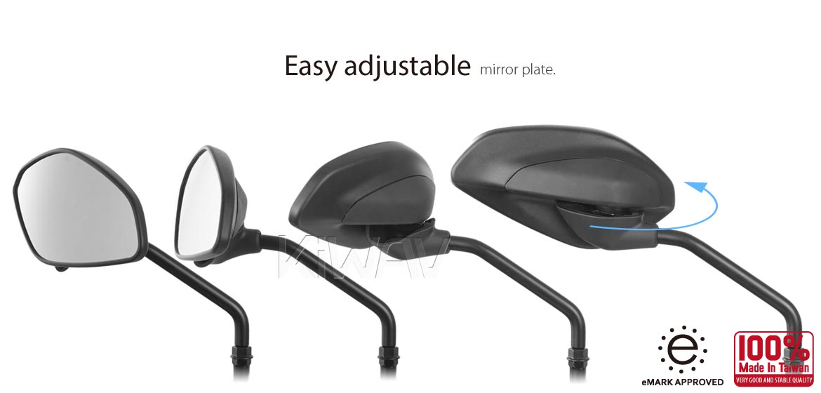 KiWAV rear view mirror universal fit for most M10 mirror thread motorcycles, ATVs, a right-hand a piece