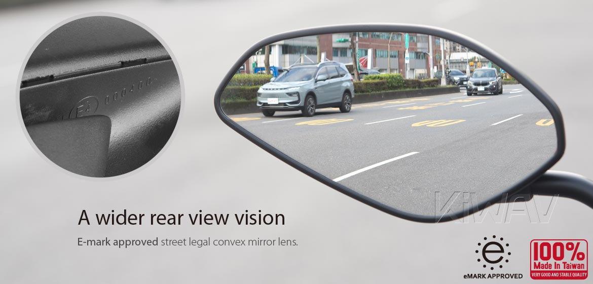 KiWAV rear view mirror universal fit for most M10 mirror thread motorcycles, ATVs, a left-hand a piece