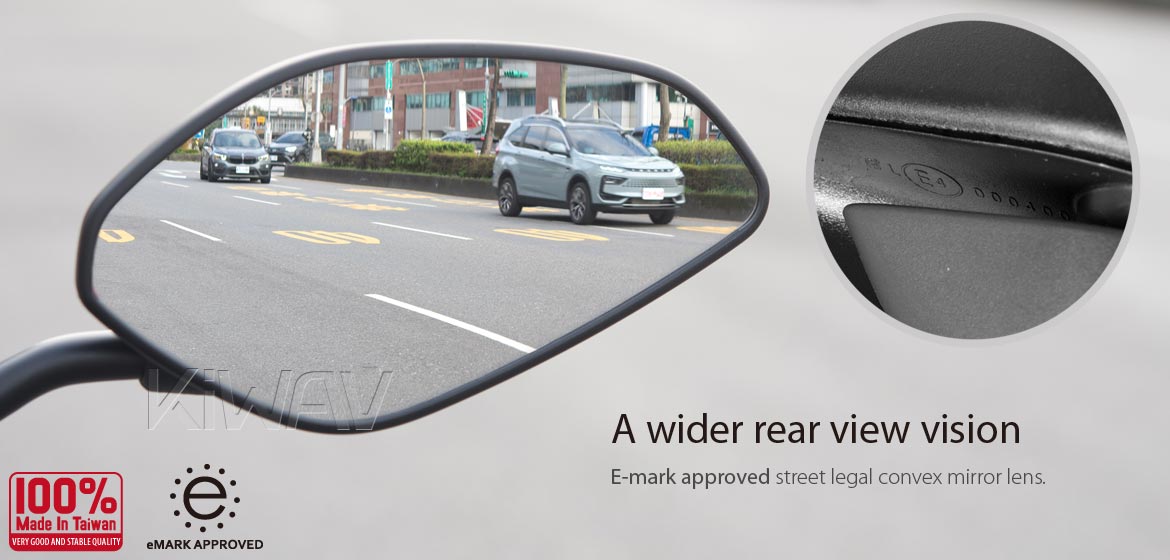 KiWAV rear view mirror universal fit for most M10 mirror thread motorcycles, ATVs, a right-hand a piece