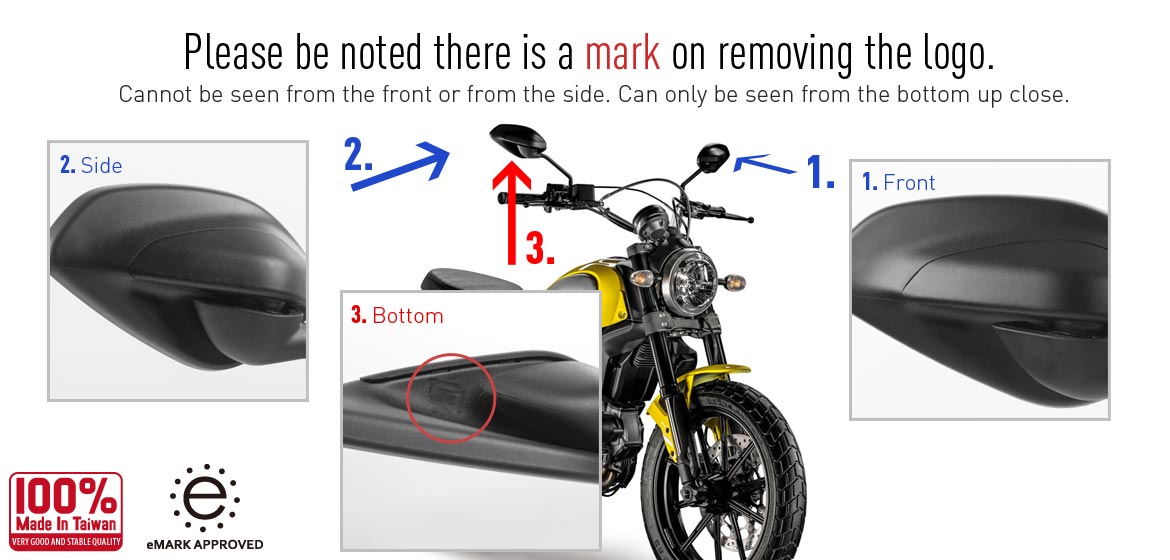KiWAV rear view mirror universal fit for most M10 mirror thread motorcycles, ATVs, a left-hand a piece