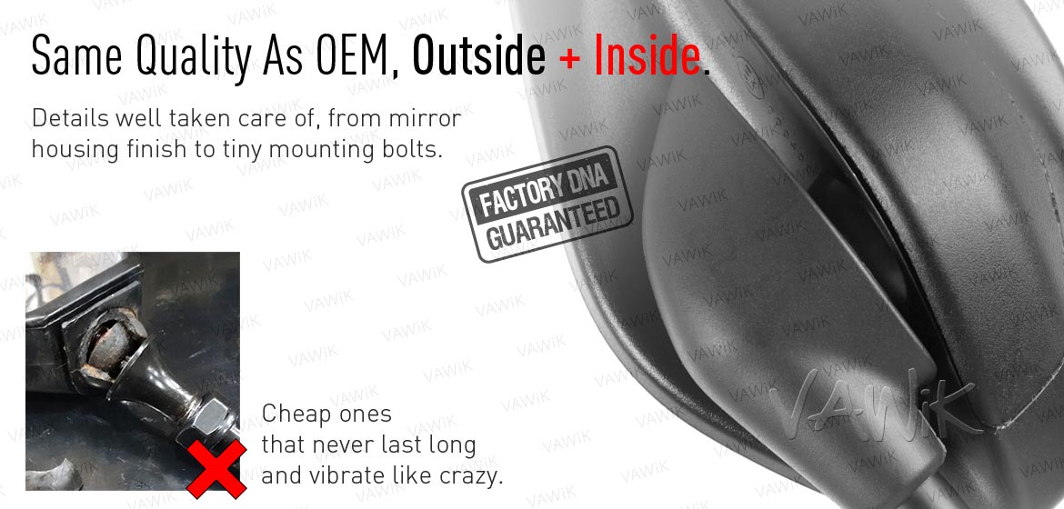 VAWiK OEM replacement mirror FD320-2M for Ducati Scrambler 800 (15'-) both hand