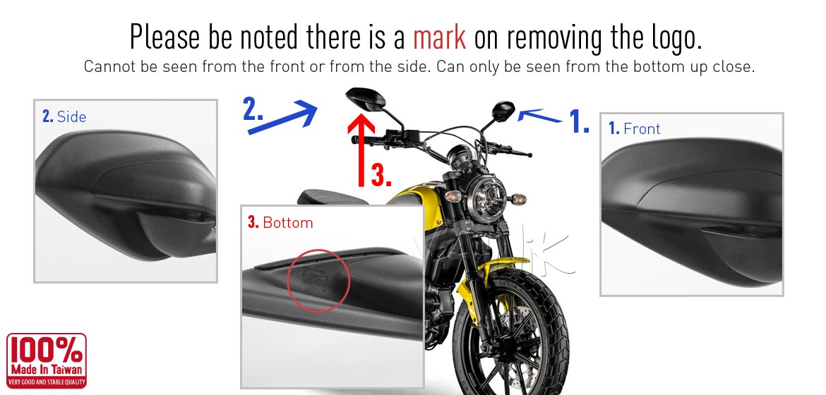 VAWiK OEM replacement mirror FD320-2M for Ducati Scrambler 800 (15'-) both hand