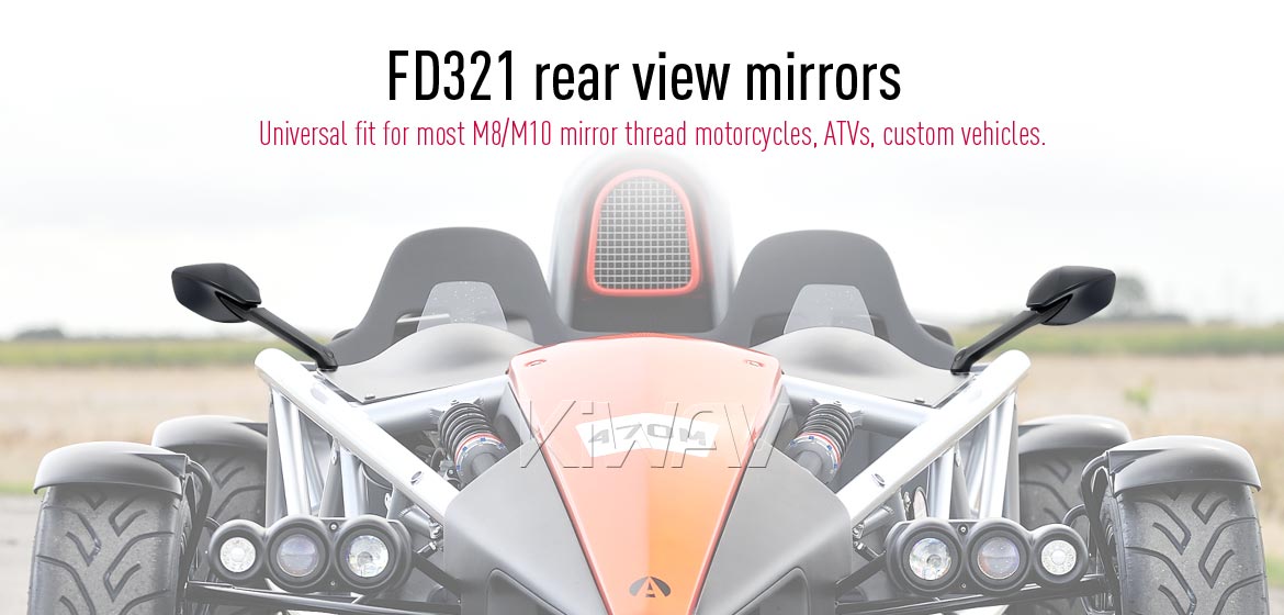 KiWAV rear view mirrors is universal fit for most M8/M10 mirror thread motorcycles, ATVs, custom vehicles