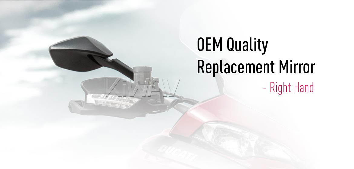 KiWAV OEM replacement mirror glass right hand compatible for Ducati Multistrada 1200 2015~2017