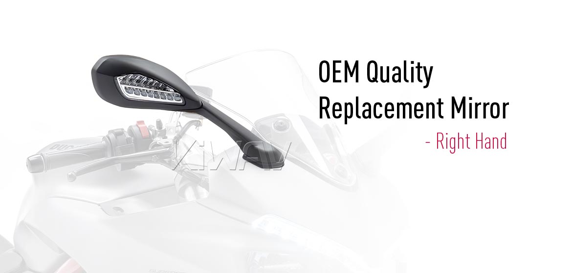 KiWAV OEM replacement mirror glass right hand compatible for Ducati Super Sport