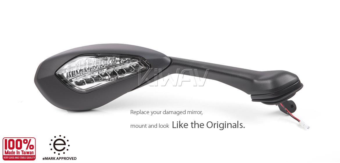 KiWAV OEM replacement mirror glass right hand compatible for Ducati Super Sport