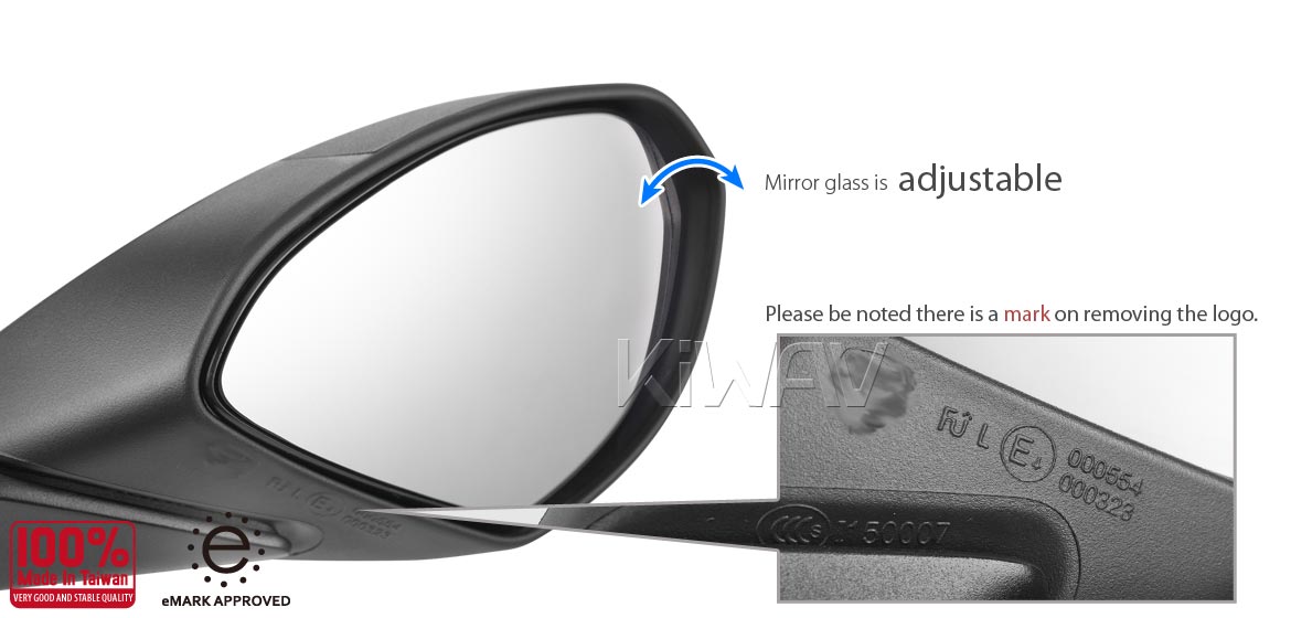 KiWAV OEM replacement mirror glass right hand compatible for Ducati Super Sport