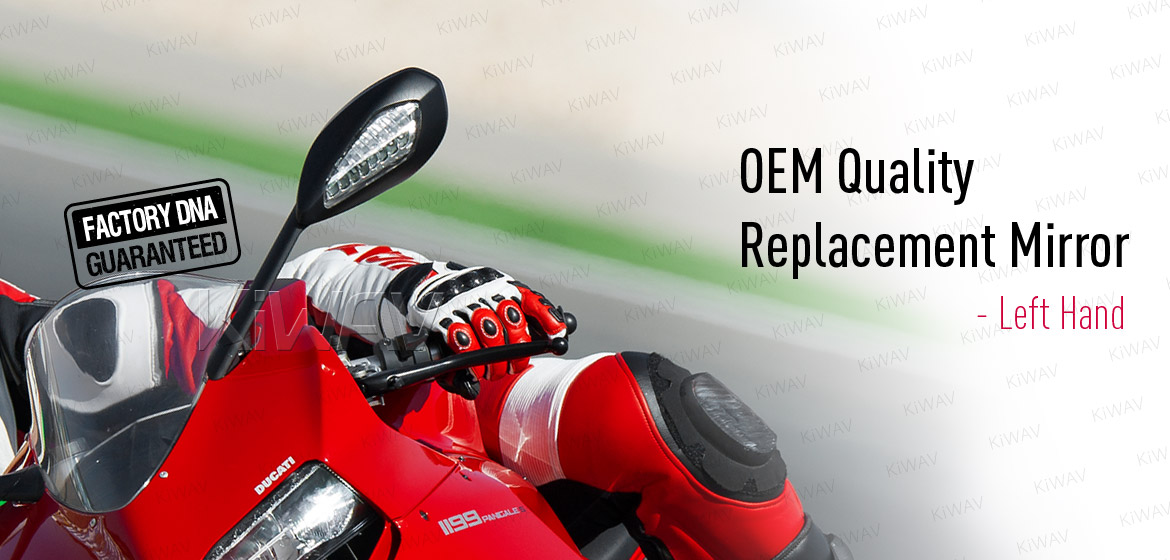 KiWAV OEM quality replacement mirror FD-939 for Ducati Panigale 1199 black with LED turn signal