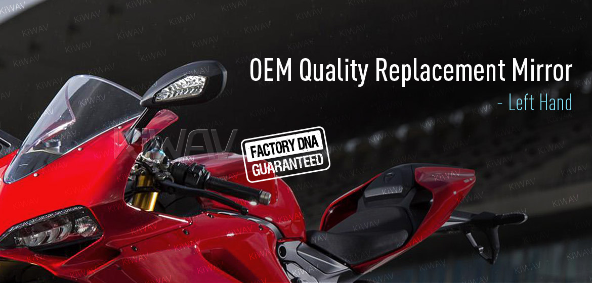 KiWAV OEM quality replacement mirror FD-981 for Ducati Panigale 1299 black with LED turn signal