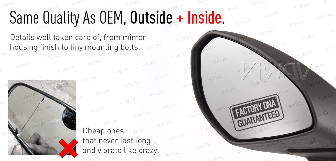 KiWAV OEM quality replacement mirror FD-981 for Ducati Panigale 1299 black with LED turn signal