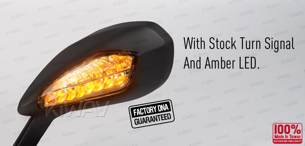 KiWAV OEM quality replacement mirror FD-981 for Ducati Panigale 1299 black with LED turn signal