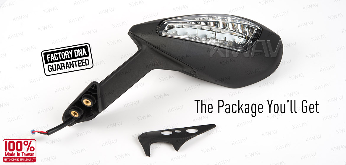 KiWAV OEM quality replacement mirror FD-981 for Ducati Panigale 1299 black with LED turn signal