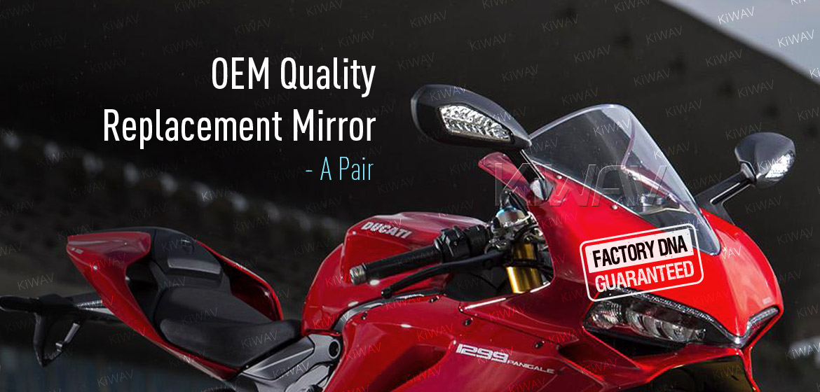 KiWAV OEM quality replacement mirror FD-981 for Ducati Panigale 1299 black with LED turn signal