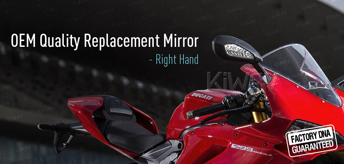 KiWAV OEM quality replacement mirror FD-981 for Ducati Panigale 1299 black with LED turn signal