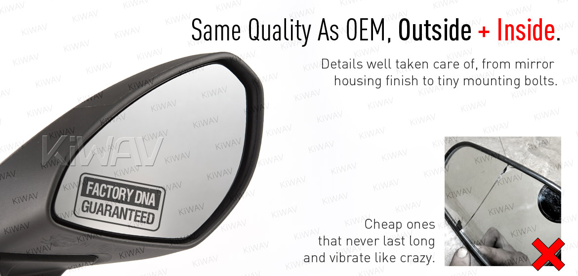 KiWAV OEM quality replacement mirror FD-981 for Ducati Panigale 1299 black with LED turn signal