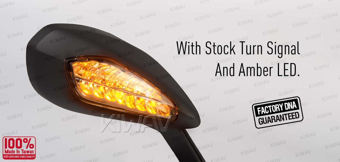 KiWAV OEM quality replacement mirror FD-981 for Ducati Panigale 1299 black with LED turn signal
