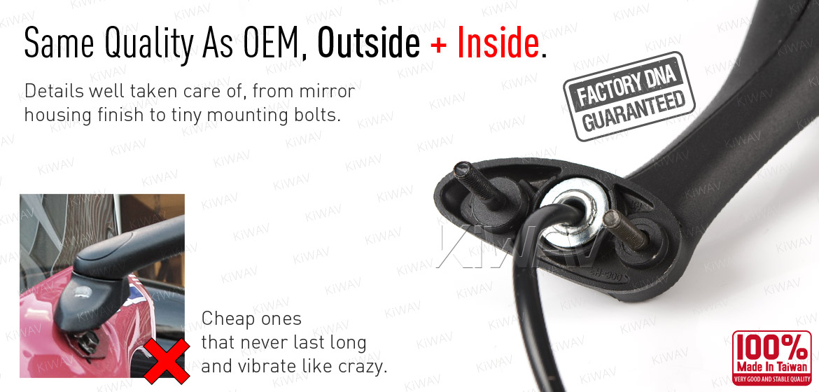 KiWAV OEM quality replacement mirror FH-300 for Honda CBR1000RR black with turn signal