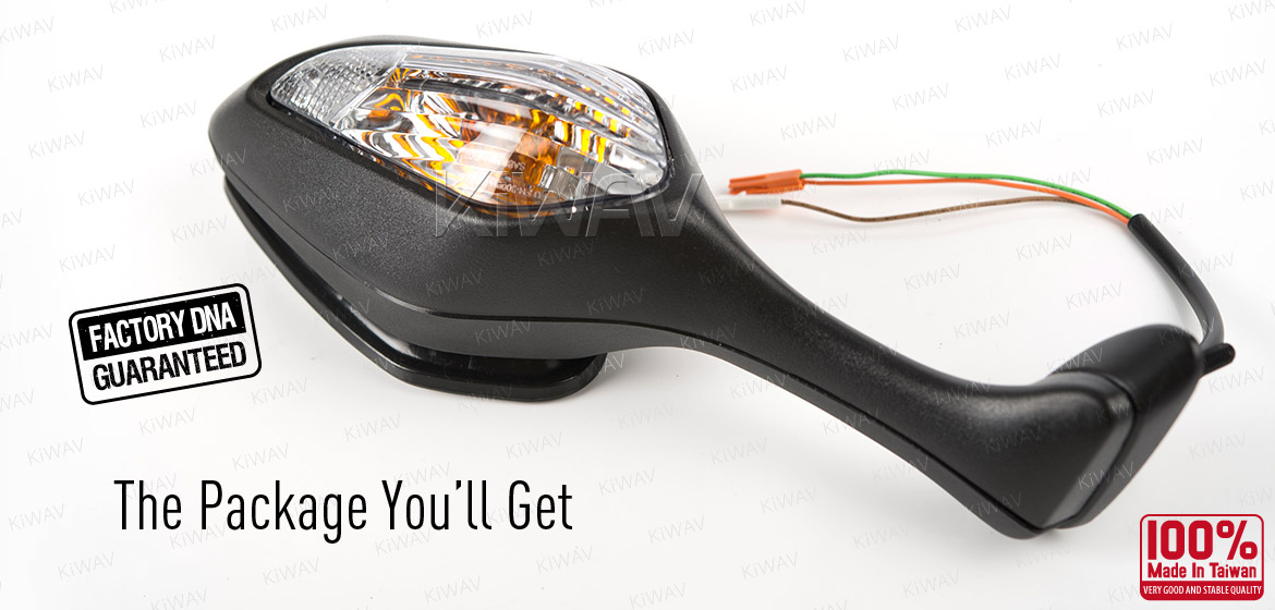 KiWAV OEM quality replacement mirror FH-300 for Honda CBR1000RR black with turn signal