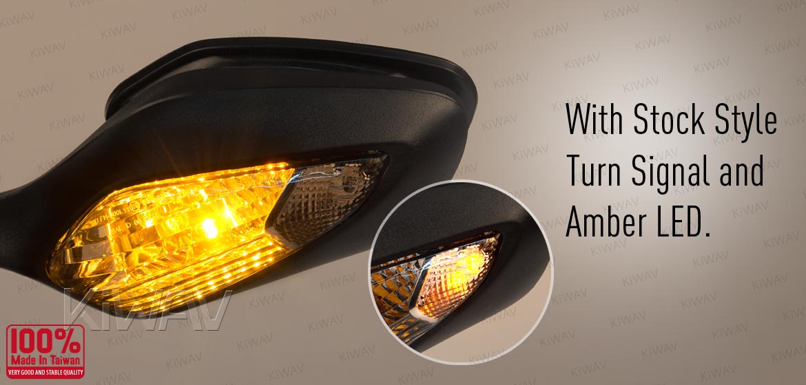 KiWAV OEM quality replacement mirror FH-300 for Honda CBR1000RR black with turn signal