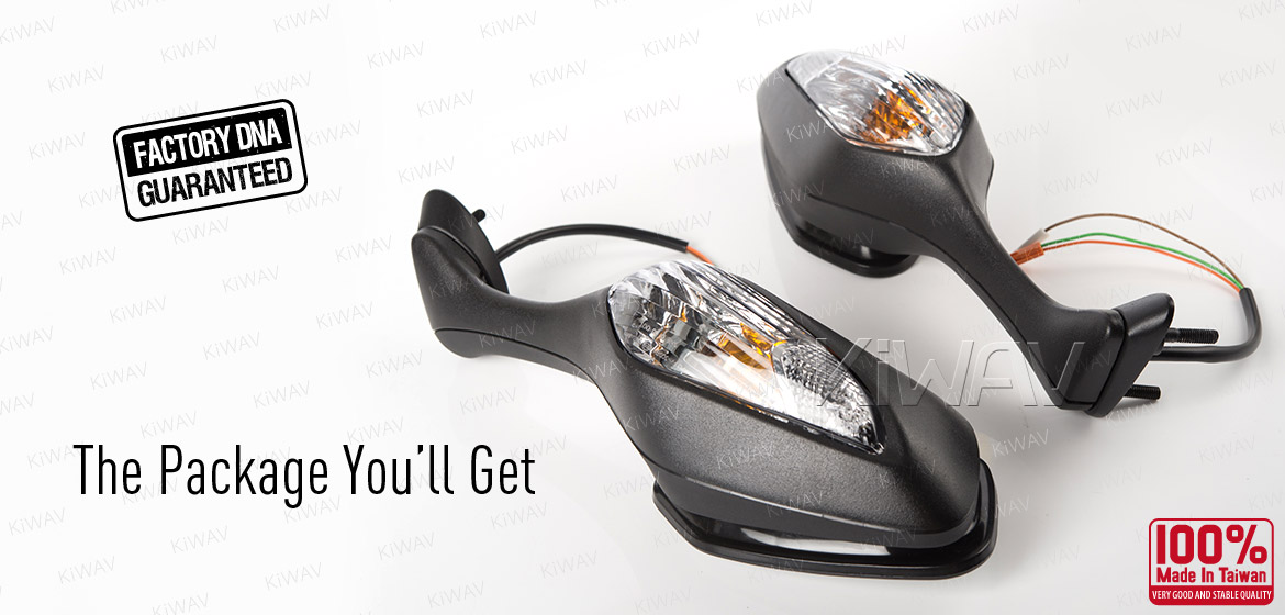 KiWAV OEM quality replacement mirror FH-300 for Honda CBR1000RR black with turn signal