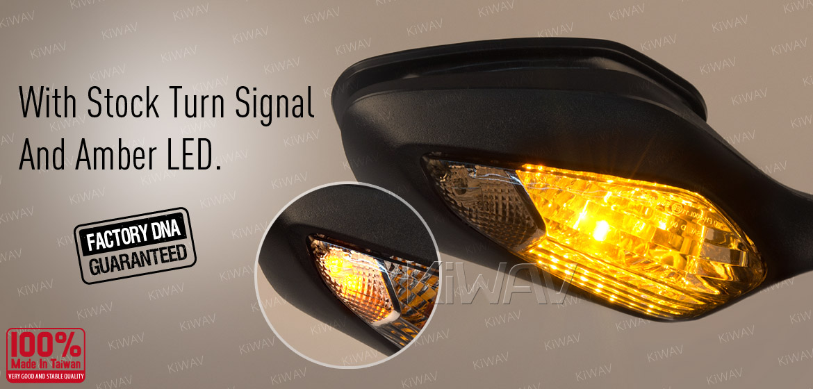 KiWAV OEM quality replacement mirror FH-300 for Honda CBR1000RR black with turn signal