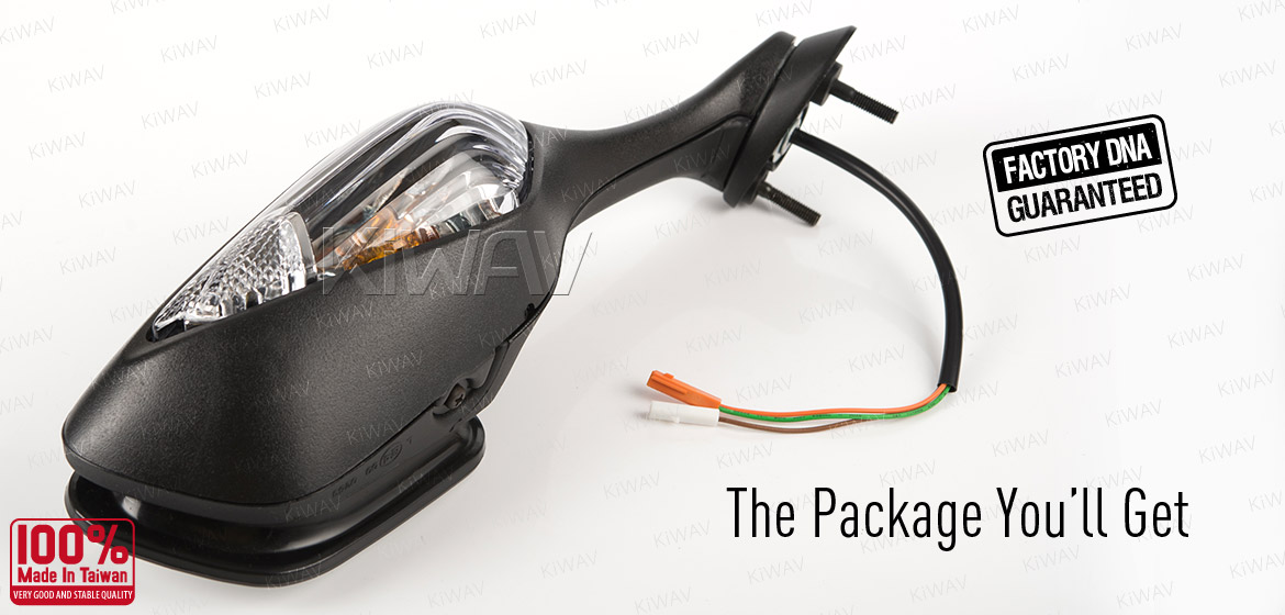 KiWAV OEM quality replacement mirror FH-300 for Honda CBR1000RR black with turn signal