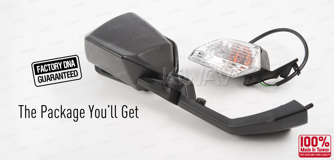KiWAV OEM quality replacement mirror with turn signal Kawasaki Ninja ZX-10R