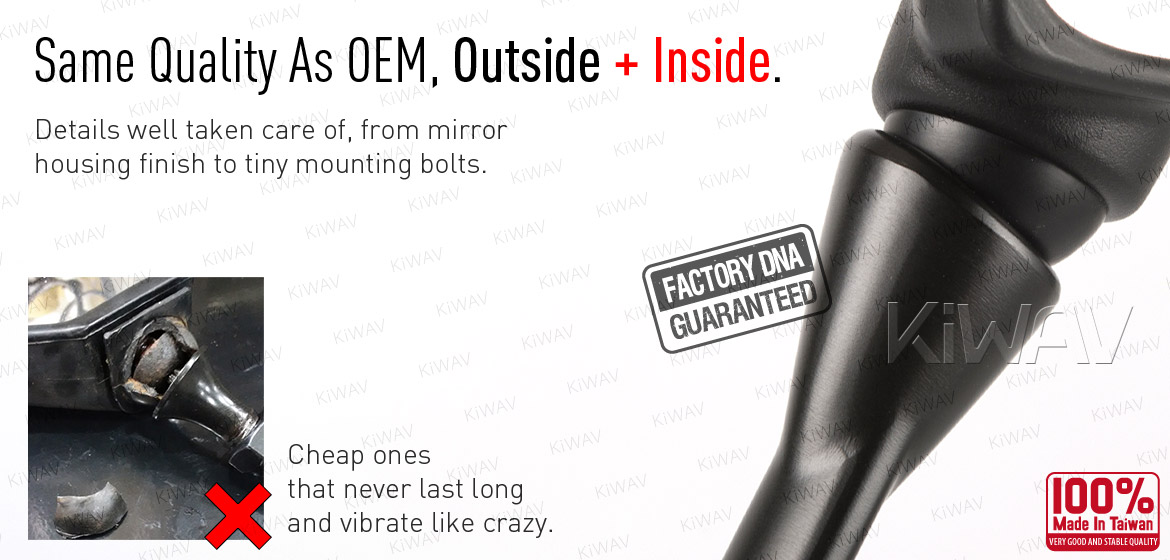 KiWAV OEM quality replacement mirror FK-873 for Kawasaki Ninja 400R 650R black