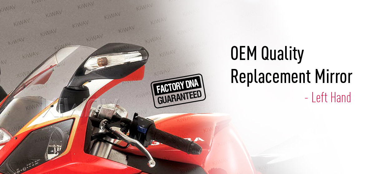 KiWAV OEM quality replacement mirror FP-262 for Gilera SC125 black with turn signal