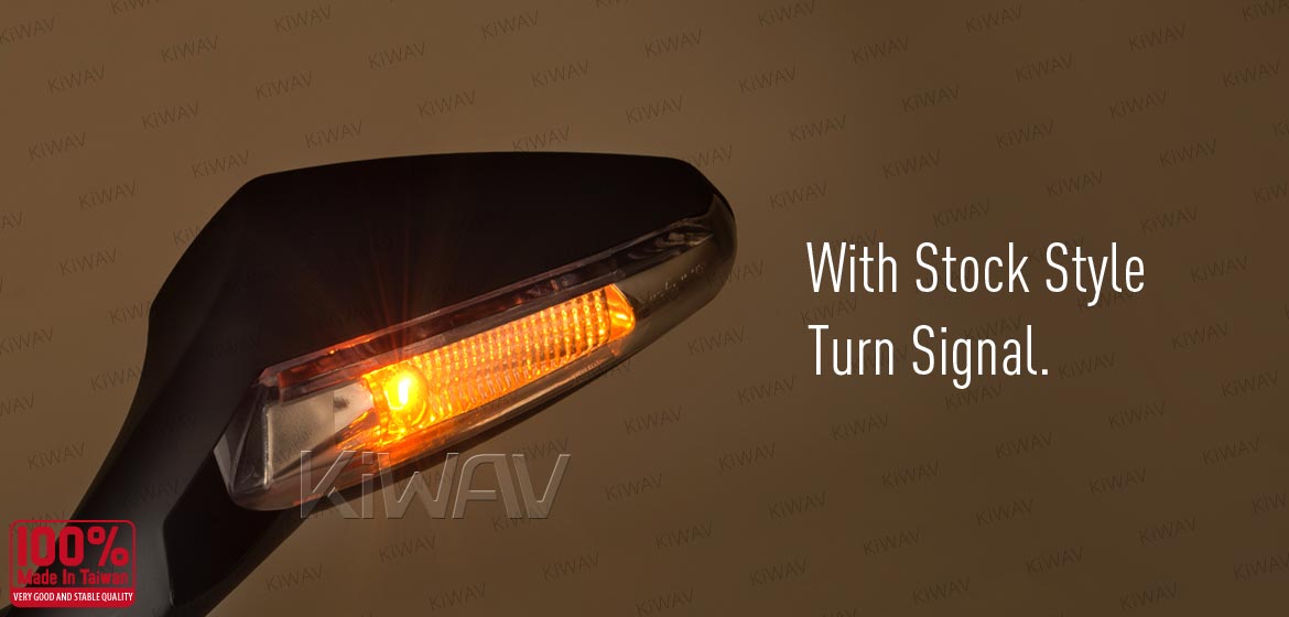 KiWAV OEM quality replacement mirror FP-262 for Gilera SC125 black with turn signal