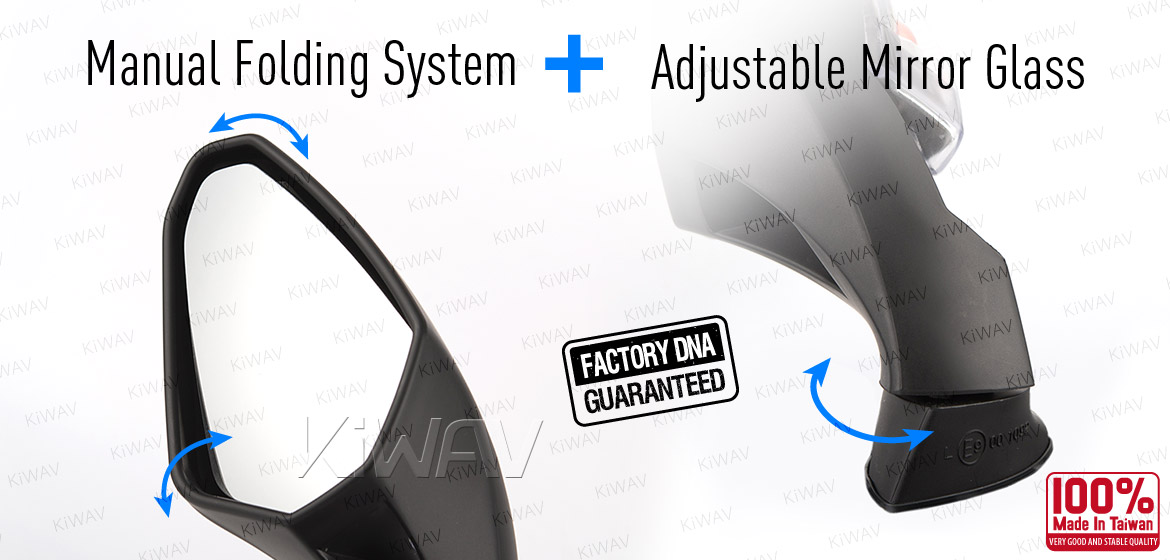 KiWAV OEM quality replacement mirror FP-262 for Gilera SC125 black with turn signal