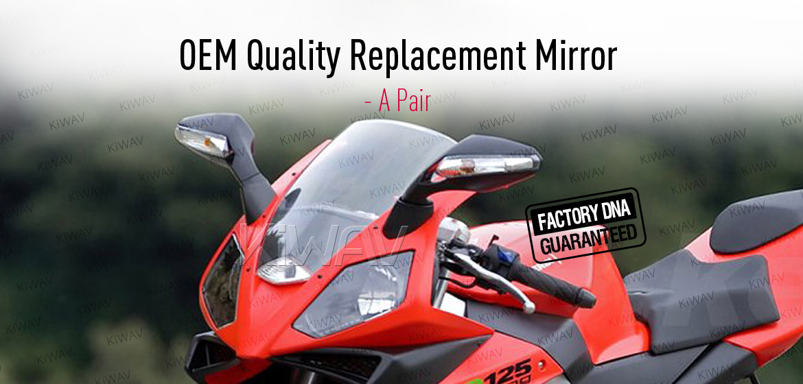 KiWAV OEM quality replacement mirror FP-262 for Gilera SC125 black with turn signal